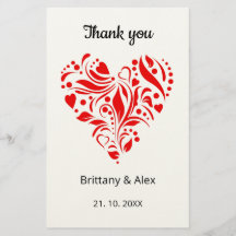 Simple Heart Wedding Thank You Card – Customizable