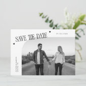 Simple Heart White Curved Frame Photo Save The Date (Staand voorkant)