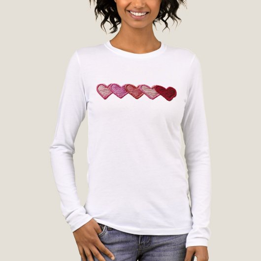 Simple Hearts Embroidery look Minimalistic  Tri-Blend Shirt (Voorkant volledig)