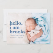 Simple Hello Je Suis Faire-part de naissance Card (Devant)