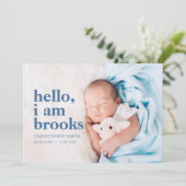 Simple Hello Je Suis Faire-part de naissance Card (Debout devant)