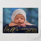 Simple Hello Photo Collage Gold Baby Faire-part (Recto)