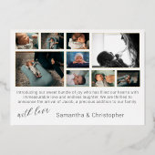 Simple Hello Photo Collage Gold Baby Faire-part (Verso)