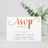 Simple Herfst Script | Burnt Oranje Entree Choice RSVP Kaartje (Staand voorkant)