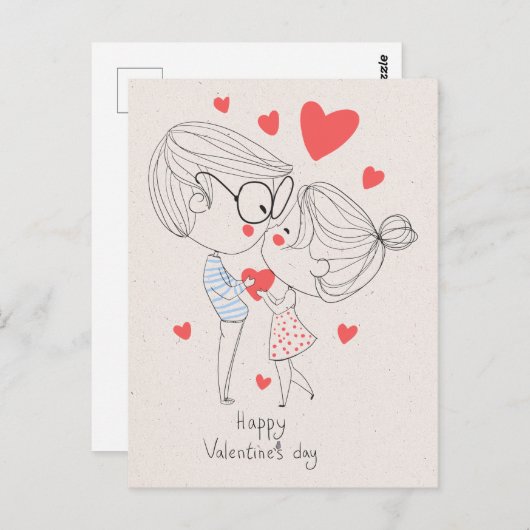 Simple Heureuse Sainte-Valentin ! Carte postale (Devant / Derrière)