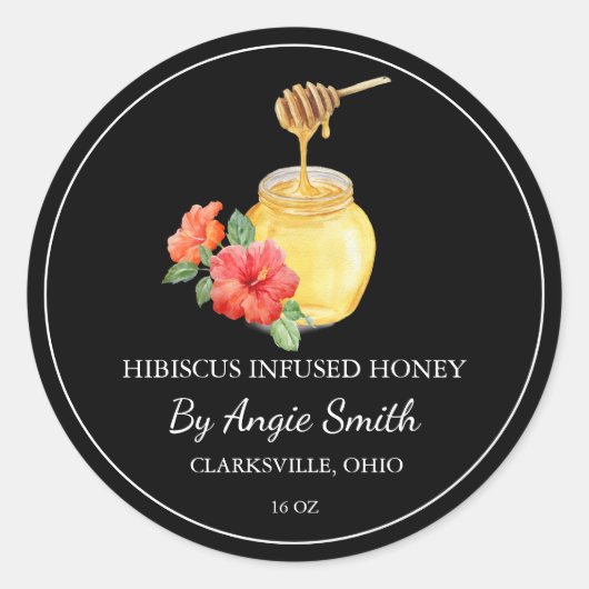 Simple Hibiscus Infused Honey Label (Voorkant)