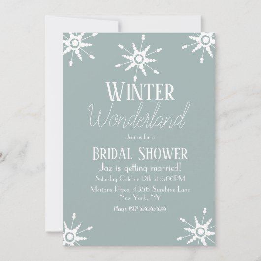 Simple hiver Snowflakes Invitation nuptiale douche (Devant)