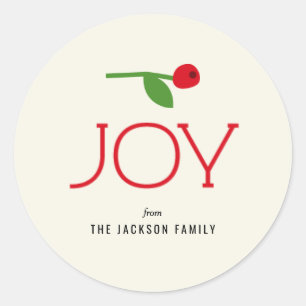 Simple Holiday Joy Berry Branch Ronde Sticker