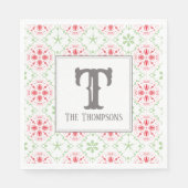 Simple Holiday Snowflake Pattern Monogram Initiaal Servet (Voorkant)