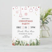 Simple Holly Christmas Party Invitation (Debout devant)
