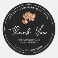 Simple Homemade Almond Oil Thank You Label