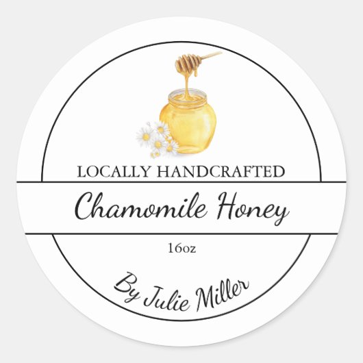 Simple Homemade Chamomile infused Honey Label (Voorkant)