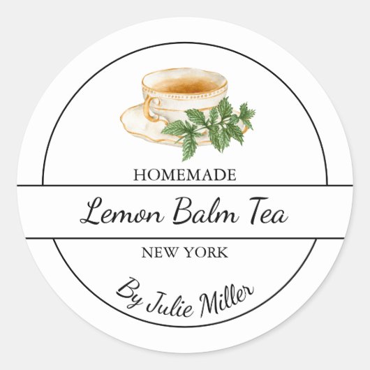 Simple Homemade Lemon Balm Tea Label (Voorkant)