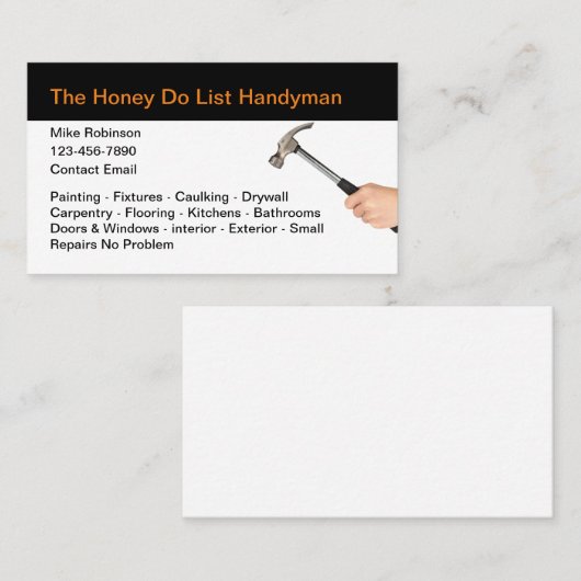Simple Honey Do Handyman Cartes de visite (Devant / Derrière)