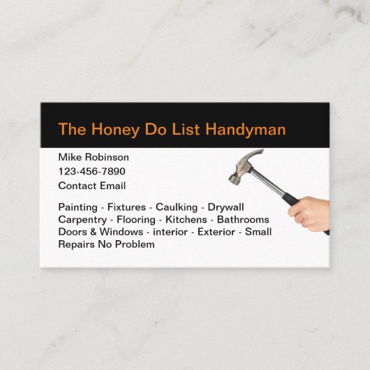 Simple Honey Do Handyman Cartes de visite (Devant)