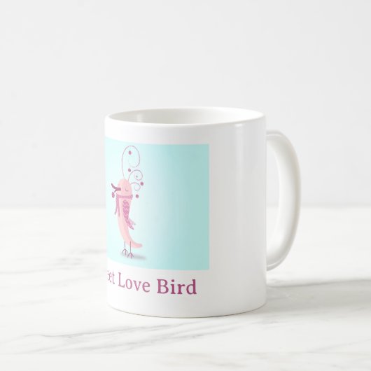 Simple Inséparable bleu rose blanc Mug (Devant droit)
