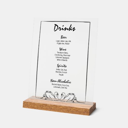 Simple intemporel Chic Swan Bar Boissons Menu Mari (Angle)