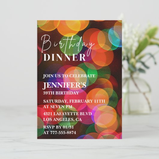 Simple invitation 39e anniversaire Confetti Dîner (Debout devant)
