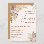 Simple invitation à 10e anniversaire Boho Floral m (Devant / Derrière)