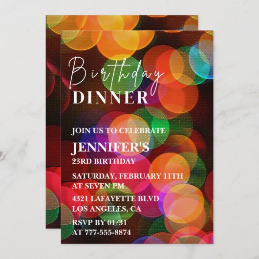 Simple invitation de 23e anniversaire Confetti Dîn (Devant / Derrière)