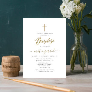 Simple Invitation De Baptême Espagnol Or