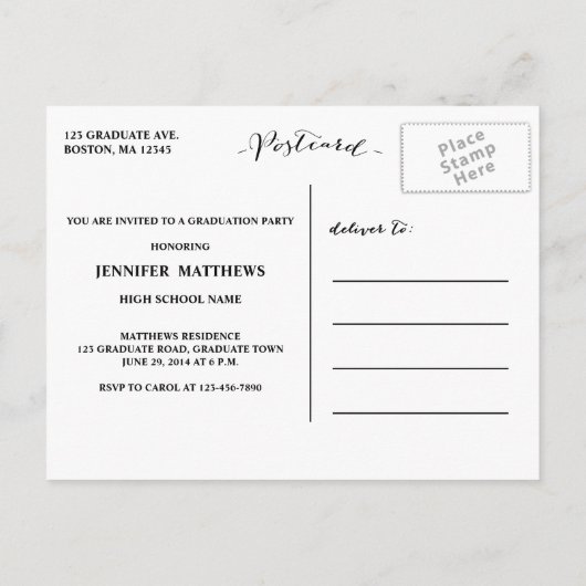 Simple | Invitation de la fête de graduation (Dos)