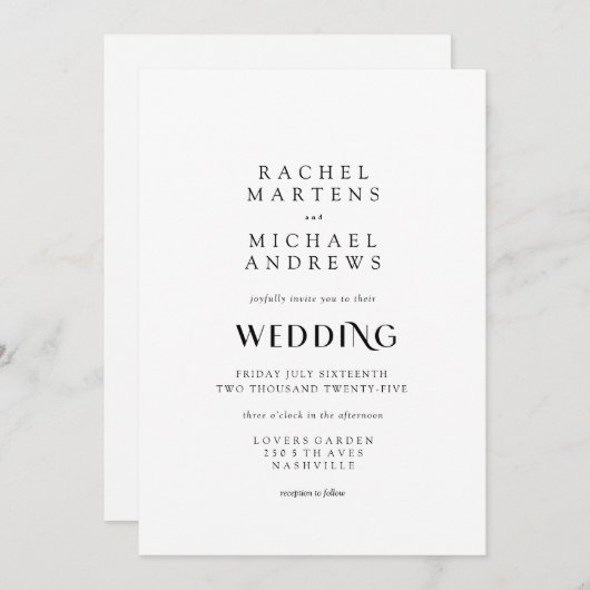 Simple invitation moderne (Devant / Derrière)