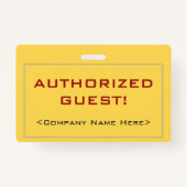 Simple "INVITÉ AUTORISÉE !" Badge (Dos)