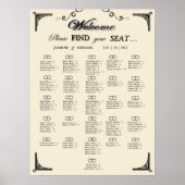 Simple Ivory Alphabetical Wedding Seating Chart Poster (Voorkant)