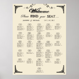 Simple Ivory Alphabetical Wedding Seating Chart Poster