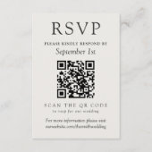 Simple Ivory Classic Wedding QR Code RSVP Kaartje (Voorkant)