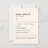 Simple Ivory Meal Choice Wedding RSVP Card (Devant)