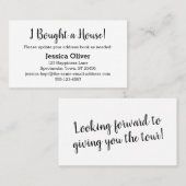 Simple "J'ai acheté une maison !" Carte sur blanc  (Devant / Derrière)
