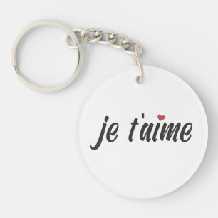 Simple Je T'aime I Love You Valentijn Button Sle Sleutelhanger