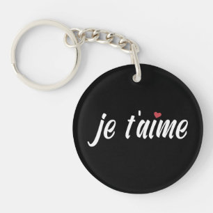 Simple Je T'aime I Love You Valentijn Button Sle Sleutelhanger