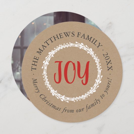 Simple Joy Circle Carte photo de vacances (Devant / Derrière)