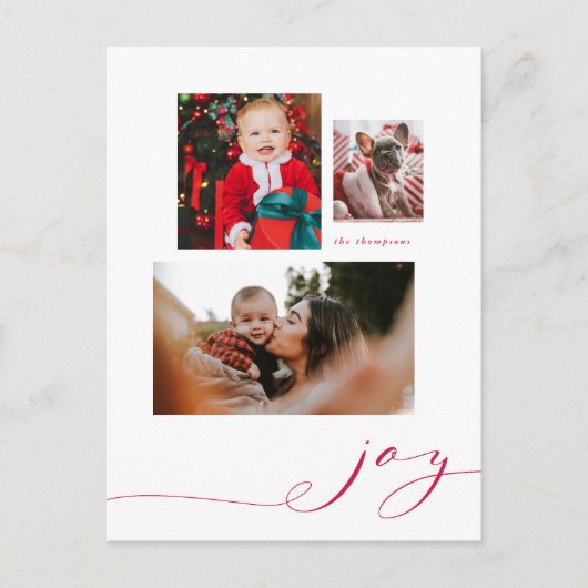 Simple Joy Multi-Photo Holiday Briefkaart (Voorkant)