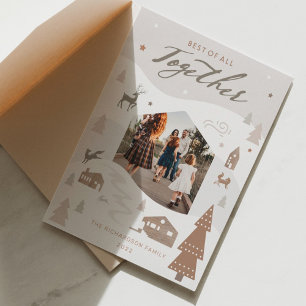 Simple Joy Woodland Animals & Cozy Village Foto Feestdagenkaart