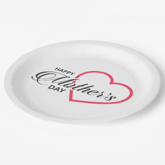 Simple Joyeuse fête des mères | Assiette en Papier (Angle)