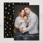 Simple Joyeux carte photo de calligraphie de Noël (Devant / Derrière)