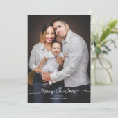 Simple Joyeux carte photo de calligraphie de Noël (Debout devant)