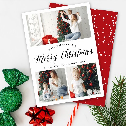 Simple Joyeux Noël Script Carte photo de vacances
