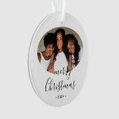 Simple Joyeux Noël Script Photo Ornement (devant)