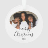 Simple Joyeux Noël Script Photo Ornement (dos)