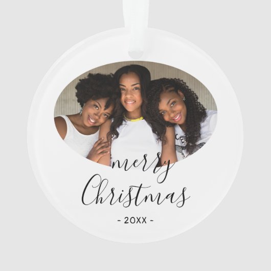 Simple Joyeux Noël Script Photo Ornement (dos)