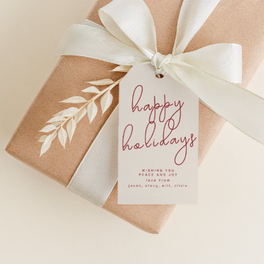 Simple Joyeux Vacances avec étiquette de nom perso