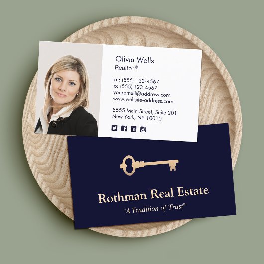 Simple Key Front Navy Real Estate Photo] Contactkaartje
