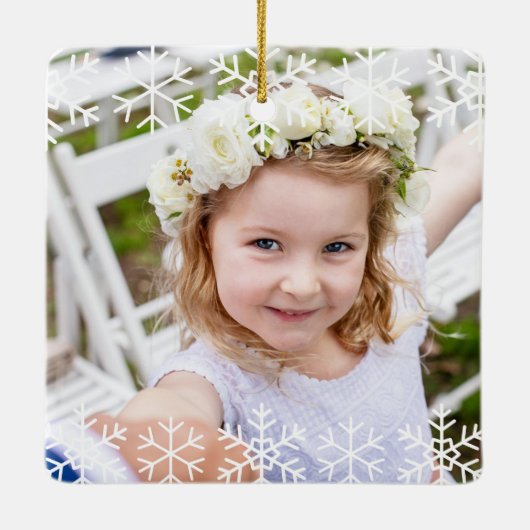 Simple Kids Photo Keepsake Snowflakes Keramisch Ornament (Achterkant)