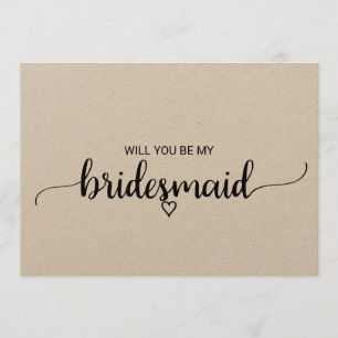 Simple Kraft Calligraphy Bridesmaid Kaart