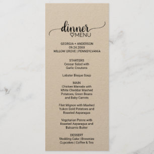 Simple Kraft Paper Calligraphy Weddenrenmenu Menu